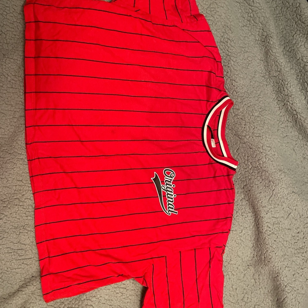 Red Striped T-Shirt with Logo